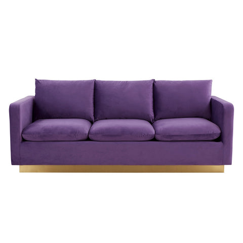 Gold Base Upholstered Velvet Full Size Sofa - Nervo Collection