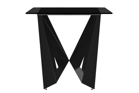 Nuvor Dining Table with Rectangular Sintered Stone/Glass Tabletop and Black Steel Legs