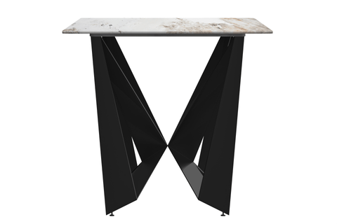 Nuvor Dining Table with Rectangular Sintered Stone/Glass Tabletop and Steel Legs