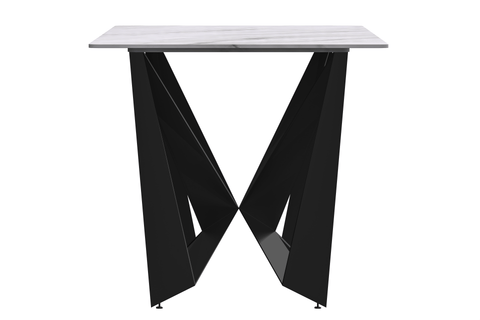 Nuvor Dining Table with Rectangular Sintered Stone/Glass Tabletop and Steel Legs