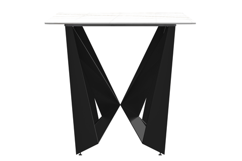 Nuvor Dining Table with Rectangular Sintered Stone/Glass Tabletop and Steel Legs