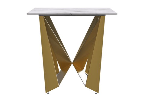 Nuvor Dining Table with Rectangular Sintered Stone/Glass Tabletop and Steel Legs