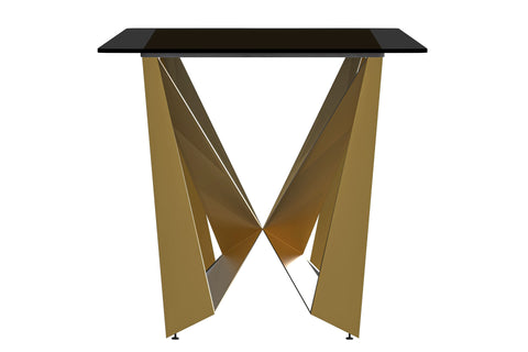 Nuvor Dining Table with Rectangular Sintered Stone/Glass Tabletop and Gold Steel Legs