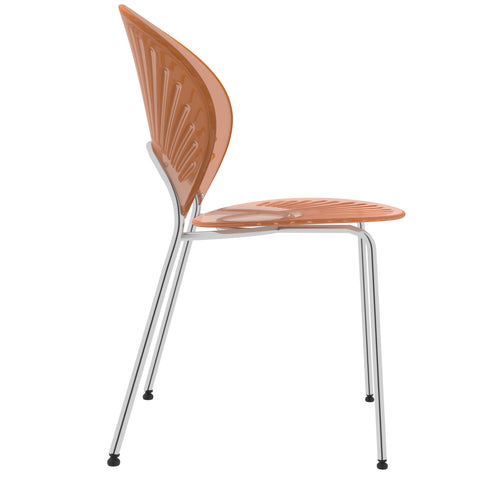 Opulent Modern Plastic Dining Chair in Chrome Metal Legs Set of 4