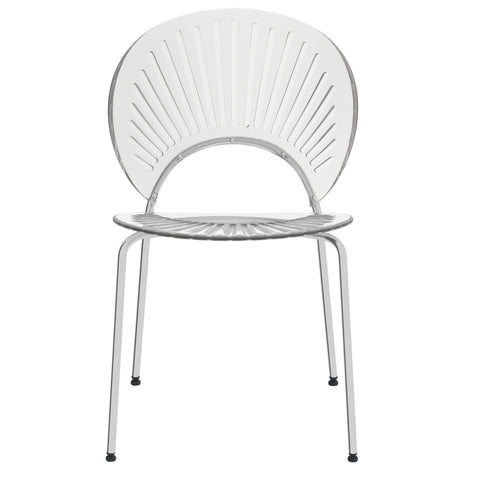 Opulent Modern Plastic Dining Chair in Chrome Metal Legs Set of 4