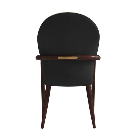 Opaline Dining Chair in Velvet or Leather Upholstery with Rubberwood Frame with Gold Accents Set of 4