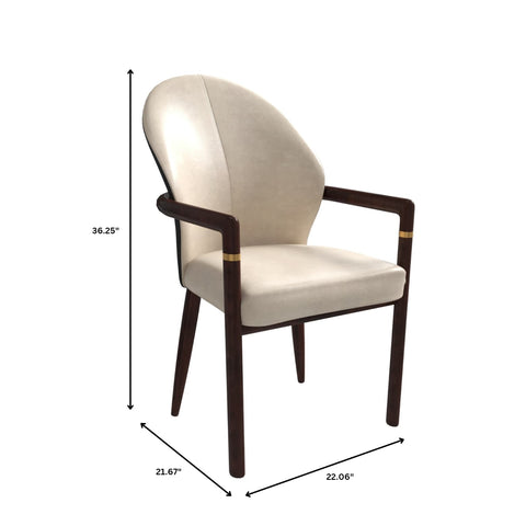 Opaline Dining Chair in Velvet or Leather Upholstery with Rubberwood Frame with Gold Accents Set of 4