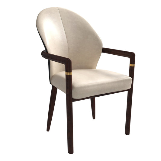 Opaline Dining Chair in Velvet or Leather Upholstery with Rubberwood Frame with Gold Accents