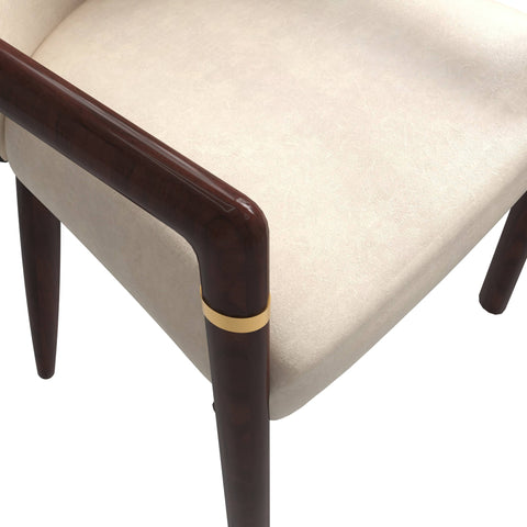 Opaline Dining Chair in Velvet or Leather Upholstery with Rubberwood Frame with Gold Accents Set of 4