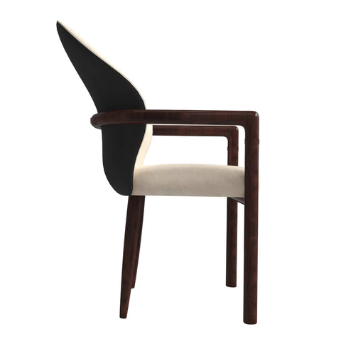 Opaline Dining Chair in Velvet or Leather Upholstery with Rubberwood Frame with Gold Accents Set of 4