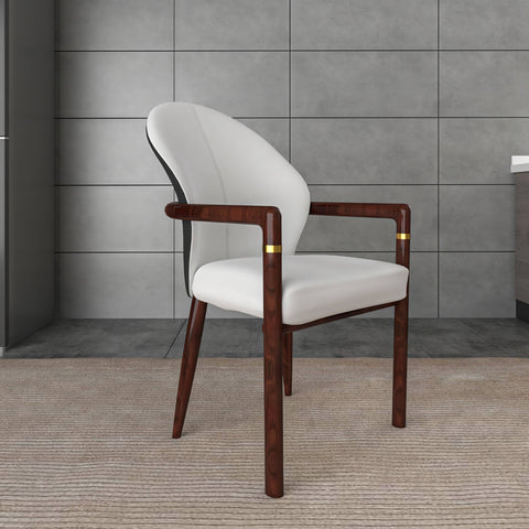 Opaline Dining Chair in Velvet or Leather Upholstery with Rubberwood Frame with Gold Accents Set of 2