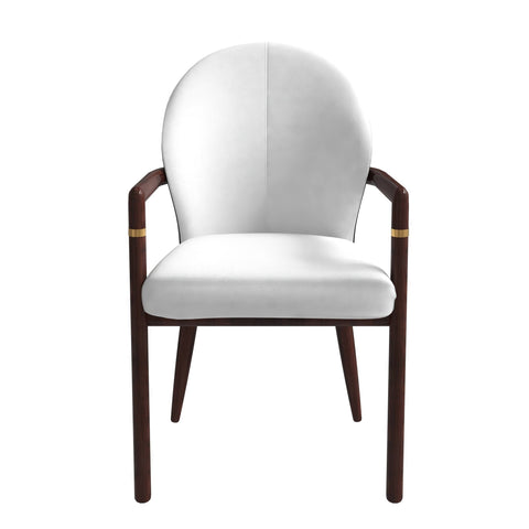 Opaline Dining Chair in Velvet or Leather Upholstery with Rubberwood Frame with Gold Accents Set of 2