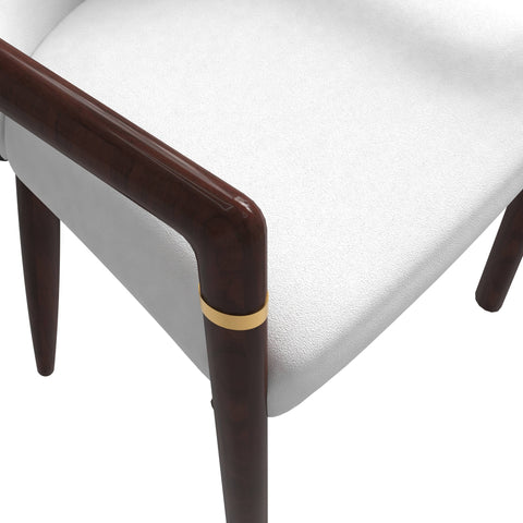 Opaline Dining Chair in Velvet or Leather Upholstery with Rubberwood Frame with Gold Accents Set of 4