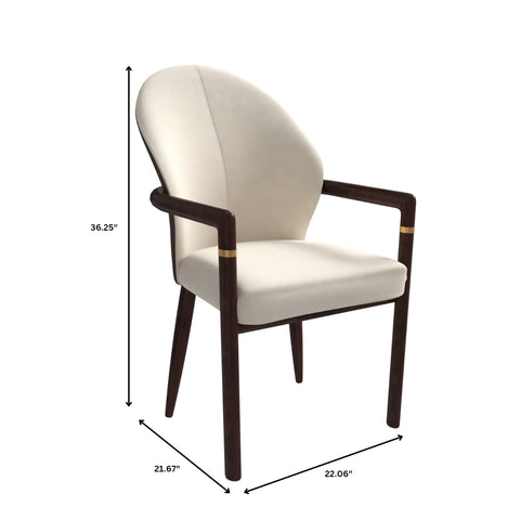 Opaline Dining Chair in Velvet or Leather Upholstery with Rubberwood Frame with Gold Accents Set of 4