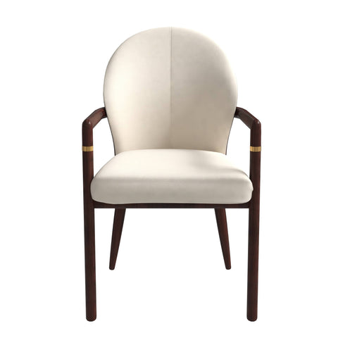 Opaline Dining Chair in Velvet or Leather Upholstery with Rubberwood Frame with Gold Accents Set of 4