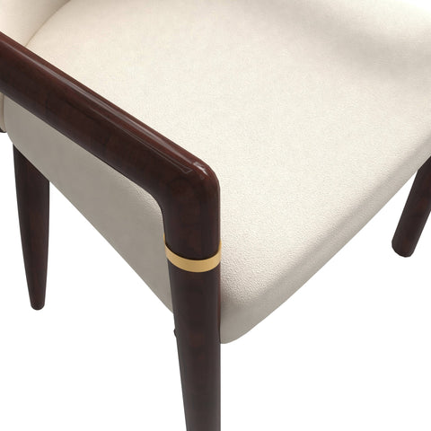 Opaline Dining Chair in Velvet or Leather Upholstery with Rubberwood Frame with Gold Accents Set of 4