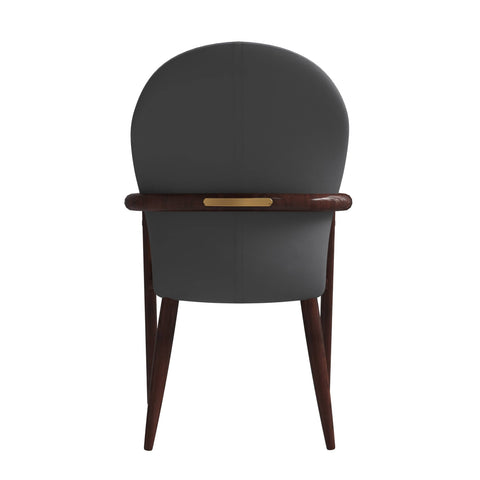 Opaline Dining Chair in Velvet or Leather Upholstery with Rubberwood Frame with Gold Accents Set of 4