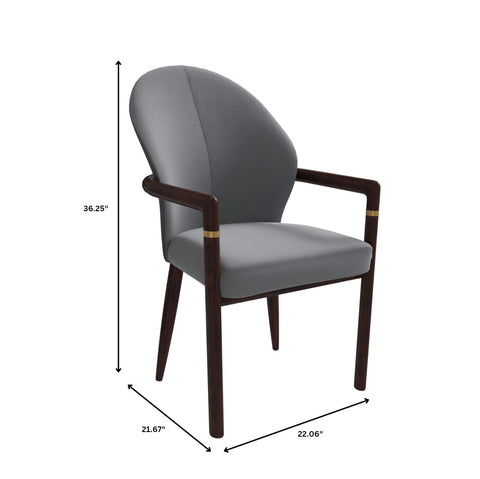 Opaline Dining Chair in Velvet or Leather Upholstery with Rubberwood Frame with Gold Accents Set of 4