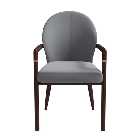 Opaline Dining Chair in Velvet or Leather Upholstery with Rubberwood Frame with Gold Accents Set of 4