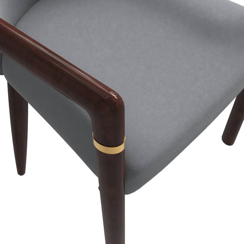 Opaline Dining Chair in Velvet or Leather Upholstery with Rubberwood Frame with Gold Accents Set of 2