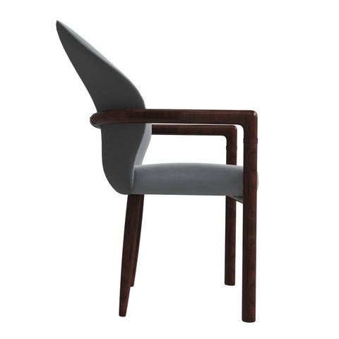 Opaline Dining Chair in Velvet or Leather Upholstery with Rubberwood Frame with Gold Accents Set of 4