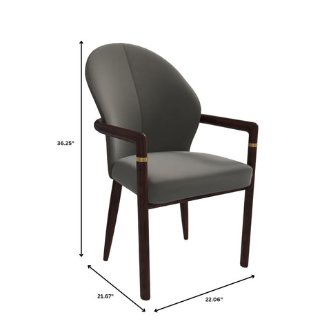 Opaline Dining Chair in Velvet or Leather Upholstery with Rubberwood Frame with Gold Accents Set of 4