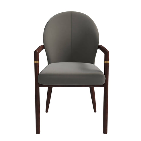 Opaline Dining Chair in Velvet or Leather Upholstery with Rubberwood Frame with Gold Accents Set of 2