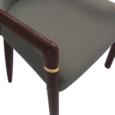 Opaline Dining Chair in Velvet or Leather Upholstery with Rubberwood Frame with Gold Accents Set of 2