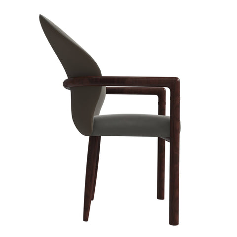 Opaline Dining Chair in Velvet or Leather Upholstery with Rubberwood Frame with Gold Accents Set of 2