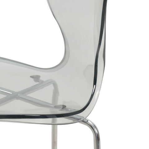 Oyster Mid-Century Modern Acrylic Barstool with Steel Frame in Chrome Finish Set of 2