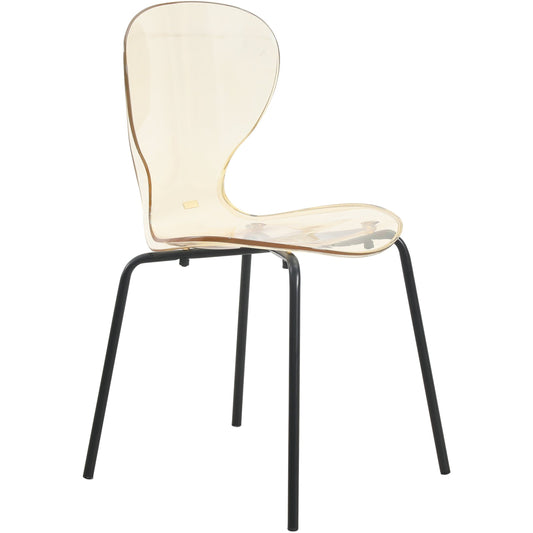 Oyster Modern Transparent Side Chair in Black Base