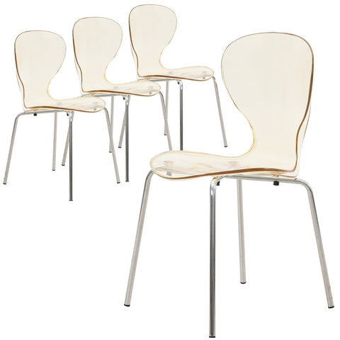 Modern Oyster Transparent Side Chair Set of 4