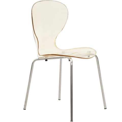 Oyster Modern Dining Side Chair with Chrome Legs