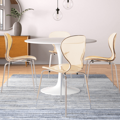 Oyster Modern Dining Side Chair with Chrome Legs