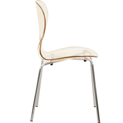 Oyster Modern Dining Side Chair with Chrome Legs