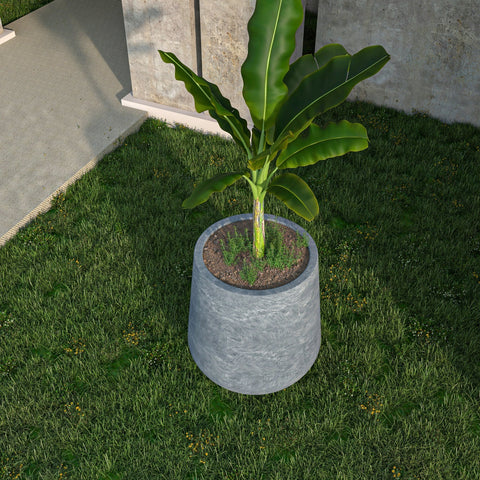 Orchid Modern Tapered Round Planter Pot in Fiberstone and Clay Weather Resistant Design