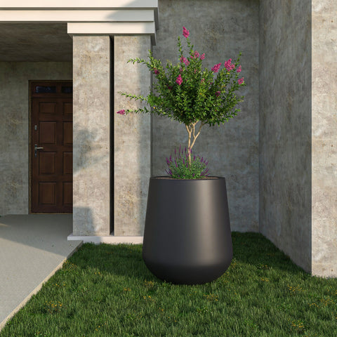 Orchid Modern Tapered Round Planter Pot in Fiberstone and Clay Weather Resistant Design