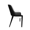 Ethora Dining Chair Upholstered in Leather with Curved Open Back Design and Rubberwood Frame