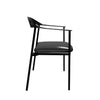 Kora Dining Chair Upholstered in Leather with Stainless Steel Frame and Legs