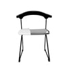 Lyra Leather Dining Chair with a Beech Wood Curved Back and Iron Legs