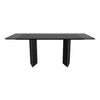 Lior Dining Table with Rectangular Glass/Sintered Stone Tabletop and Black Steel Legs