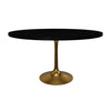 Verve Round Dining Table with MDF/Sintered Stone/Resin Tabletop in Gold Stainless Steel Pedestal Base