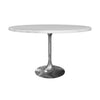 Verve Round Dining Table with MDF/Sintered Stone/Resin Tabletop in Gold Stainless Steel Pedestal Base