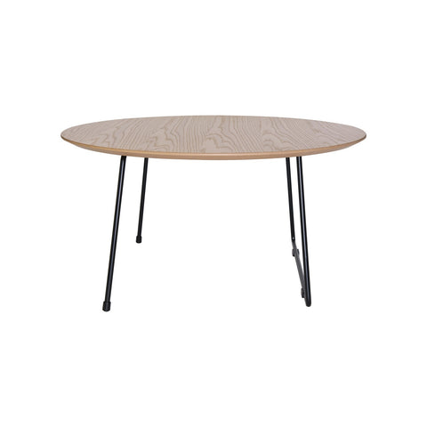 Pemborke Modern Round Coffee Table with Wood Top and Powder Coated Iron Frame