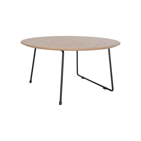 Pemborke Modern Round Coffee Table with Wood Top and Powder Coated Iron Frame