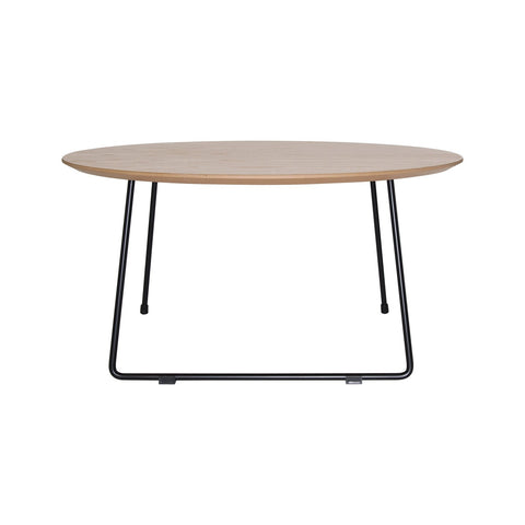 Pemborke Modern Round Coffee Table with Wood Top and Powder Coated Iron Frame