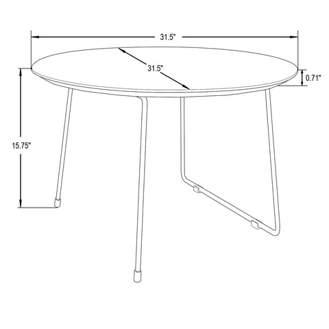 Pemborke Modern Round Coffee Table with Wood Top and Powder Coated Iron Frame