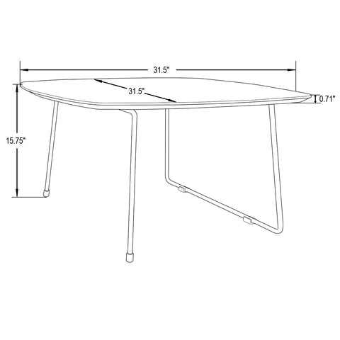 Pemborke Mid Century Modern Square Coffee Table for Living Room and Bedroom