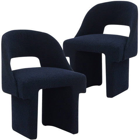 Quell Boucle Accent Chair Curved Open Back Design and Manufactured Wood Frame Set of 2