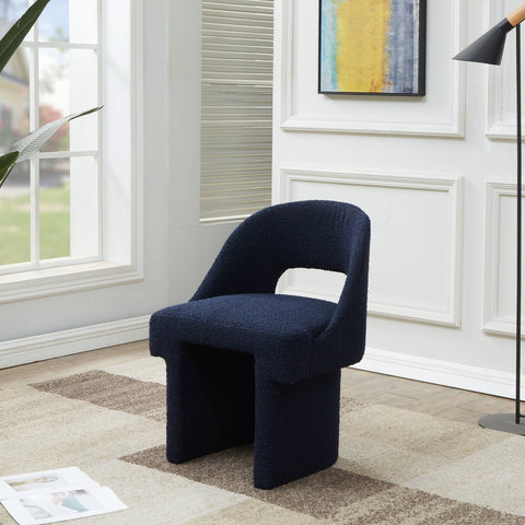 Quell Boucle Accent Chair with a Curved Open Back Design and Manufactured Wood Frame